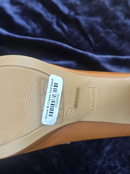 Bamboo Colorblock Platform Loafer Heels Orange Navy Red Chunky Heel Size 7 - Picture 5 of 5